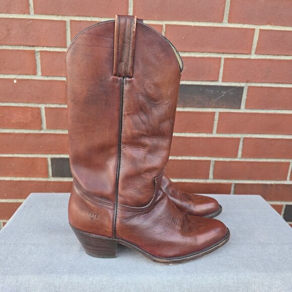 Frye 2356 Oxblood Brown Leather Western Cowboy Boots Men Size 10.5 D Made In USA main image 11